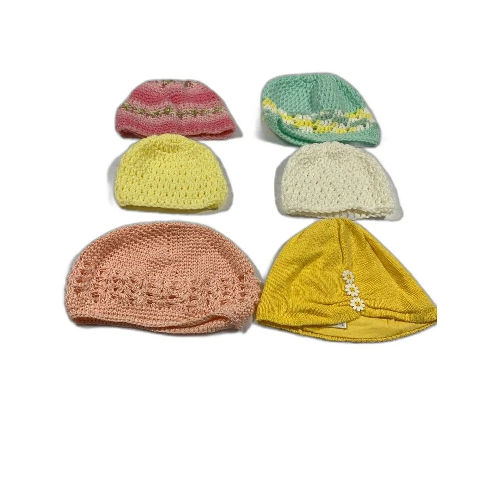 Infant headgear newborn bonnets toddler beanies unisex four hand knit